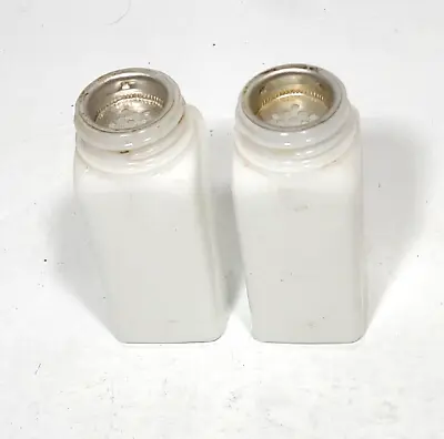 Vintage Milk Glass Spice Jars With Sifter Inserts 3.5 Inch Tall --- Lot Of 2 • $13.34