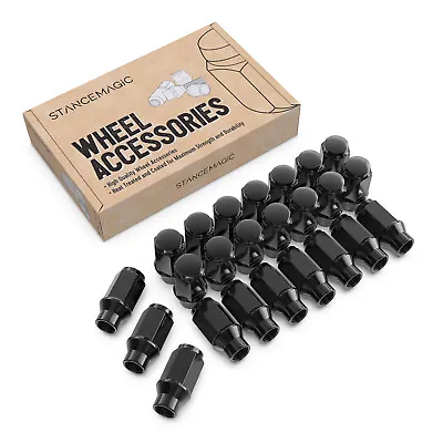 24pcs 12x1.5 Lug Nuts Black Closed Bulge ET (Extended Thread) Cone Conical Seat • $33.49
