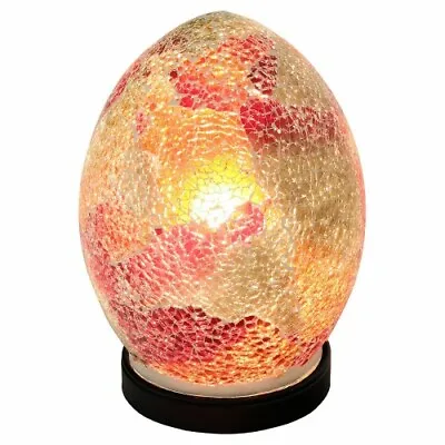 Egg Lamp Red Mini Mosaic Glass Table Lamp Desk Living Room Bedside Study  77R • £24.99