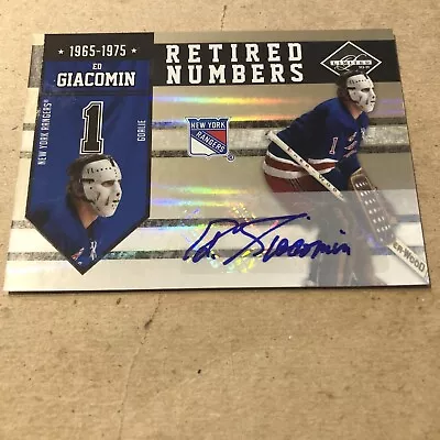Ed Giacomin NY Rangers 2010-11 Limited Retired Numbers Auto HOF # 11 Of 49. • $29.99