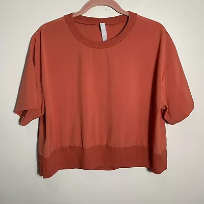 Athleta Zephyr Crop Tee Etruscan Red Brown Rust  Size Large Cropped Active Yoga • $45