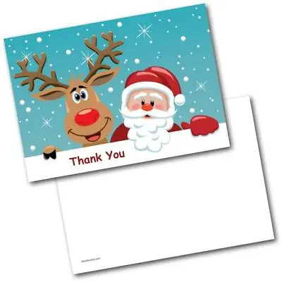 £4.99 • Buy Christmas Thank You Cards Thankyou Santa & Rudolph Pack Of 20 Cards & Envelopes