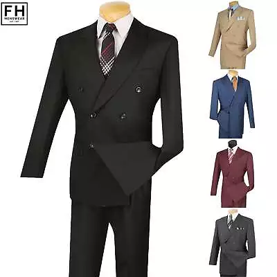 VINCI Men's Double Breasted 6 Button Classic Fit Suit NEW • $120