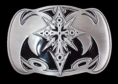 Cool Huge Sized Winged Spiked Cross Belt Buckle Siskiyou Pewter & Enamel New • $26.95