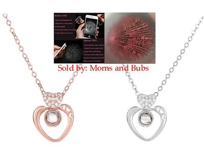 Rhinestone Heart Love Pendant Projection Necklace I Love You In 100 Languages • $9.75