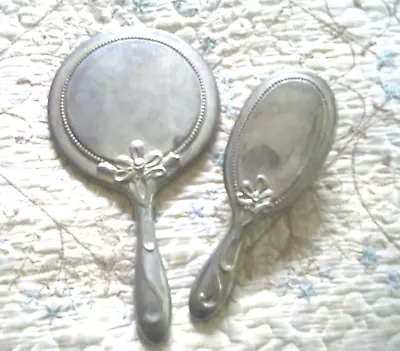 Vintage /Antique Hand Mirror And Brush Vanity Set~Silvertone~Heavyweight • $12.99