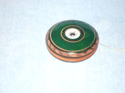 Large Vintage Handmade Wooden Yo-Yo 3 1/4  Diameter Green Inner Circle • $15