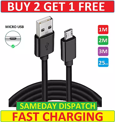 Long Micro USB Cable 1M 2M 3M High Speed Data Sync Fast Charger Charging Lead • £2.49