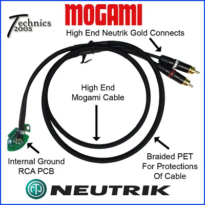 5ft Technics 1200 1210 Mogami Rca Phono Cable Neutrik Gold Tip Internal Gnd Pcb • $98.51