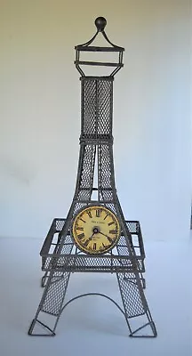 Vtg. Poirot & Germain-Saint Croix Paris Tall Metal Mesh Eiffel Tower 21  Clock • $41