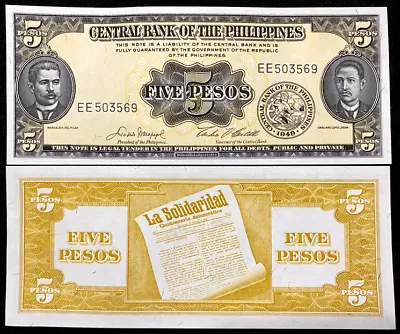 Philippines 5 Pesos 1949 P135e Banknote World Paper Money UNC Currency Bill Note • $6.25