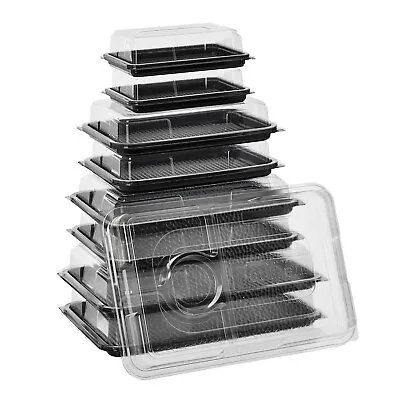 £28.99 • Buy Party Platters BLACK Trays & Napkin Set With Lids Mixed Sets For Catering Buffet