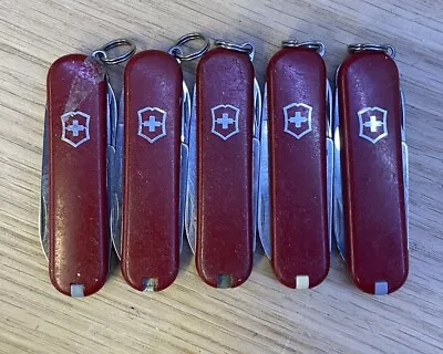 Lot Of 5 Victorinox Classic SD Swiss Army Knife 58mm Used Red • $15