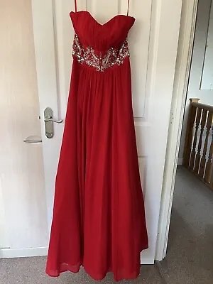 Monsoon Red Evening Prom Dress Size 6 Strapless Maxi BNWT Cruise Formal • £45