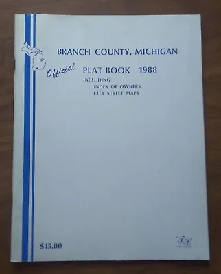 1988 Branch County Michigan Plat Book History Genealogy • $14.99