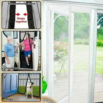 £6.99 • Buy White Magic Door Curtain Mesh Magnetic Fastening Hands Free Insect Fly Screen