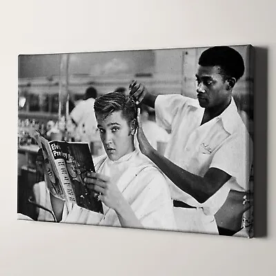 Elvis Presley Getting A Haircut Canvas Wall Art Print • $49