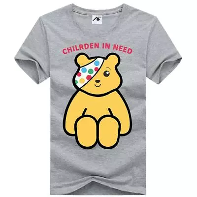 Men Children In Need Printed Logo T-Shirts Funny Round Neck Casual Wear Tops • £9.98