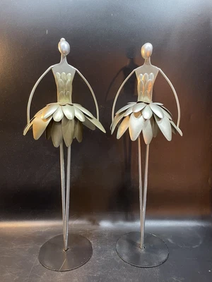 £24 • Buy 2-Ballerina Sculpture,Decoration,Ornaments, [1-Silver 1-Gold Coloured] 18-Inches