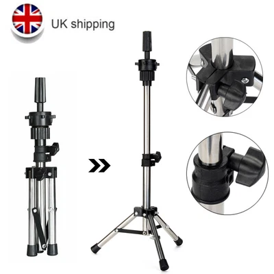 £10.99 • Buy Training Head Mannequin Tripod Stand Adjustable Wig Salon Hairdressing Holder UK