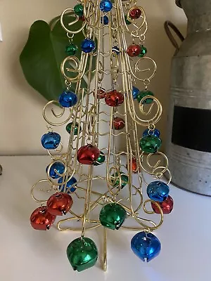 Christmas Tree Display Gold Metal Colorful Jingle Bells Decoration • $9