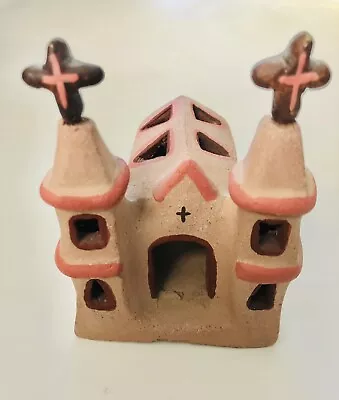 Handmade Redware Church Mexican Folk Art Clay Pottery Christian Cathedral • $48