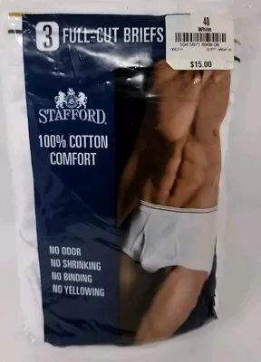 Vintage STAFFORD 3 Pack Men's Sz 40 Cotton Full-Cut Briefs White Cotton NOS New • $19.95