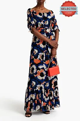 $72.40 • Buy RRP €655 DIANE VON FURSTENBERG Ashley Maxi A-Line Dress Size S Floral Waist Tie