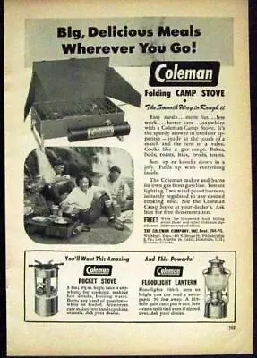 Coleman Folding Camp Stove 1947 Vintage AD Pocket Stove & Floodlight Lantern • $9.89