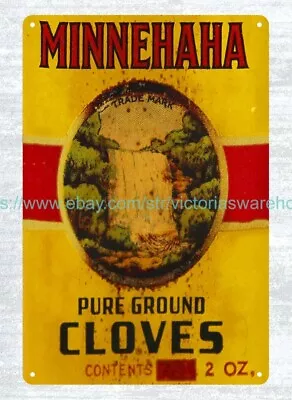 1930's 40's Minnehaha Cloves Spice Metal Tin Sign Indoor Wall  Work Wall Art • $15.87