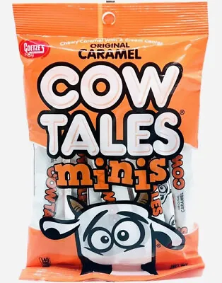 Cow Tales Minis 4 Oz ORIGINAL CARAMEL Chewy Vanilla Cream Center Candy:Peanut Fr • $9.88