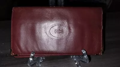 Cartier Must De Long Wallet Bifold Calfskin Bordeaux Vintage Authentic  • $16