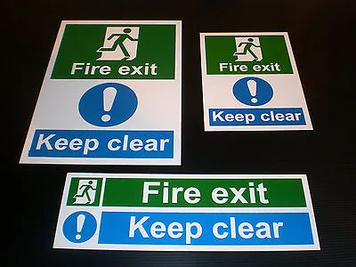 £1.99 • Buy FIRE EXIT KEEP CLEAR Sign Or Sticker Fire Safety Door Evacuation Safety Warning