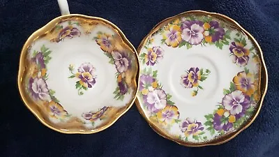 Royal Albert Yellow And Purple Pansies Tea Cup And Saucer With Gold Trim Vintage • $150