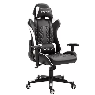 PC Gaming Chair Height Adjustable Recliner Swivel Ergonomic Footrest Home Office • £79.90