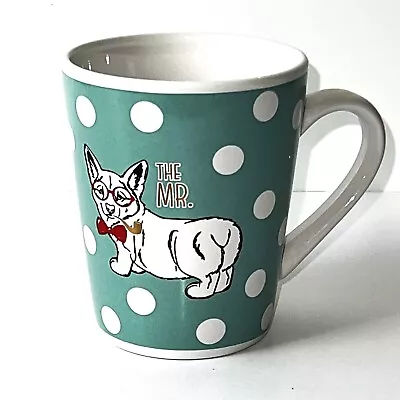 American Atelier  THE MR  Corgi Dog Bow Tie Wedding Coffee Mug Teal Cup 16 Oz. • $10.40