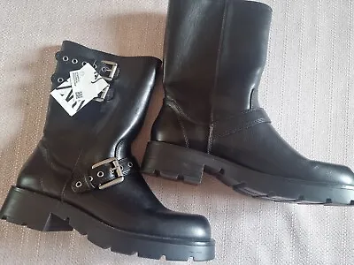 Zara Black Buckle Boots Size 7 • £25