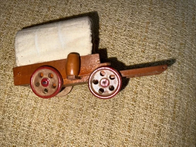 $11.20 • Buy VINTAGE Handmade Canvas Covered Wooden Conestoga Pioneer Wagon 4.5 