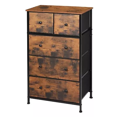 Levede Storage Cabinet Tower Chest Of Drawers Dresser Tallboy Drawer Retro Brown • $140