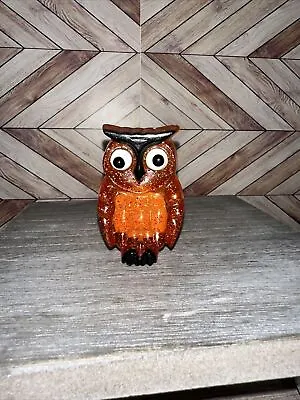 Vintage Calcomp Acrylic Lucite Glitter Owl Night Light Plug In Halloween • $35