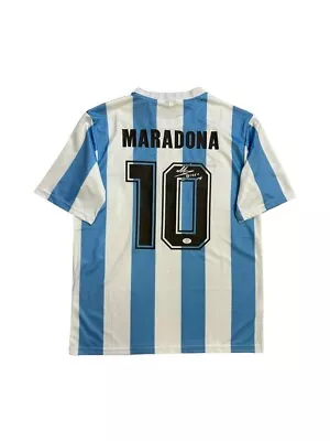 Diego Maradona Hand Signed Autographed White/Blue Jersey Argentina COA • $539