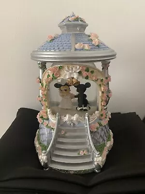 Mickey Mouse Minnie Wedding Gazebo Snowglobe Motion Music Box Disney Store • $57.99