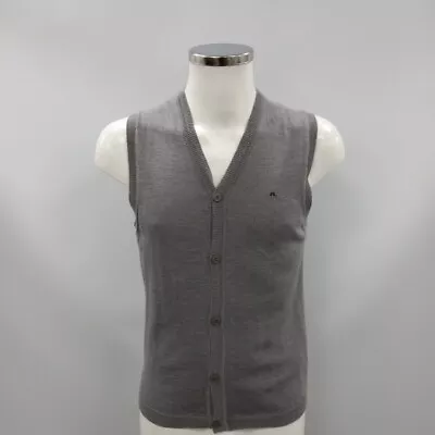 J. Lindeberg Knitted Vest Size M Grey 100% Merino Wool Men's RMF52-LR • £7.99
