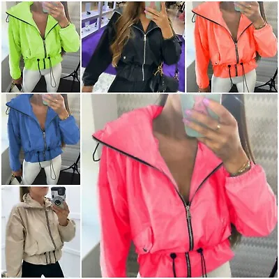 Women's Hooded Lightweight Zip Up Waterproof Rain Mac Coat Jacket (UK S-M - M-L) • £14.99