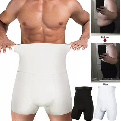 Mens Compression High-Waist Boxer Shorts Tummy Slimming Body Shaper Girdle Pants • $12.79