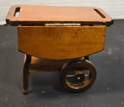 Vintage Dollhouse Miniatures Wooden Tea Cart Serving Cart 3in Tall • $9.98
