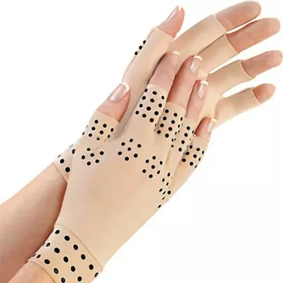 Adult Magnetic Therapy Gloves For Arthritis Joint Pain Treat Fingerless Glove • $12.49