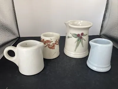 Vintage Individual Chunky White Ironstone Creamers  Restaurant Ware Set Of 4 • $42