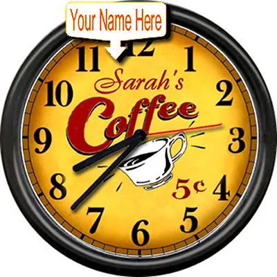 Personalized Java Espresso Retro Vintage Art Coffee Shop Diner Sign Wall Clock • $26.95