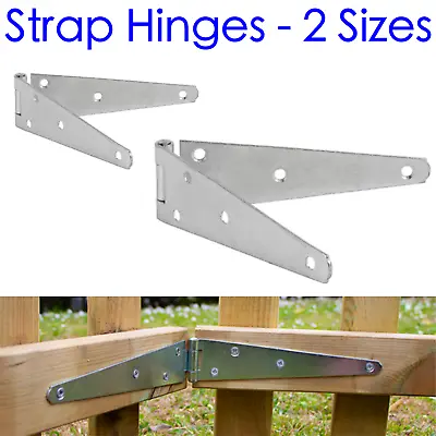 £3.75 • Buy Strap Hinges PAIR Zinc Plated Gate Shed Box Cold-Frame GreenHouse 6/8  150/200mm